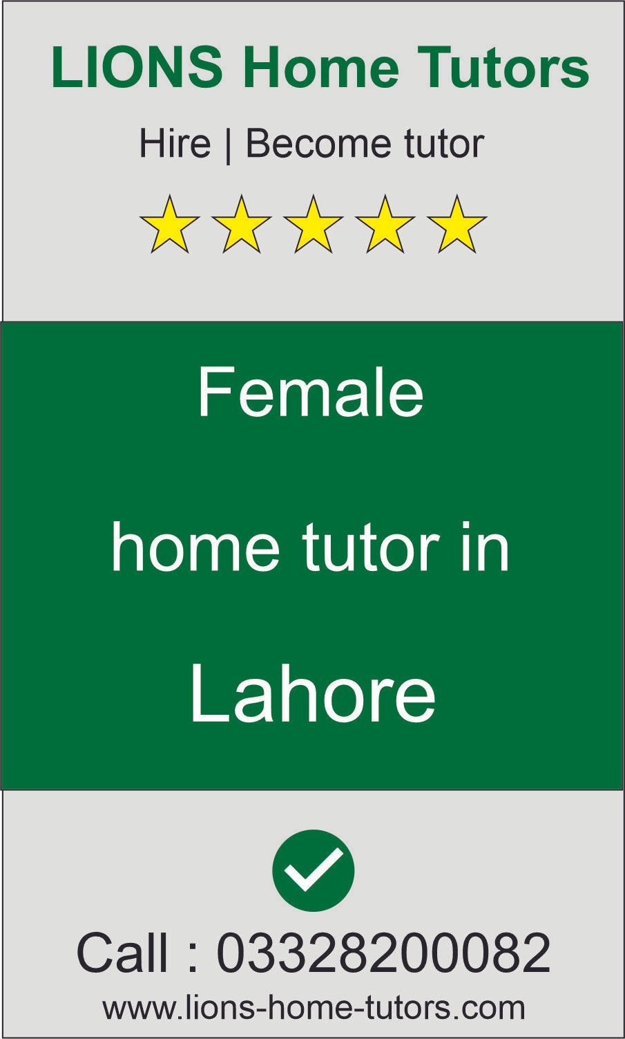 Female home tutor in Lahore